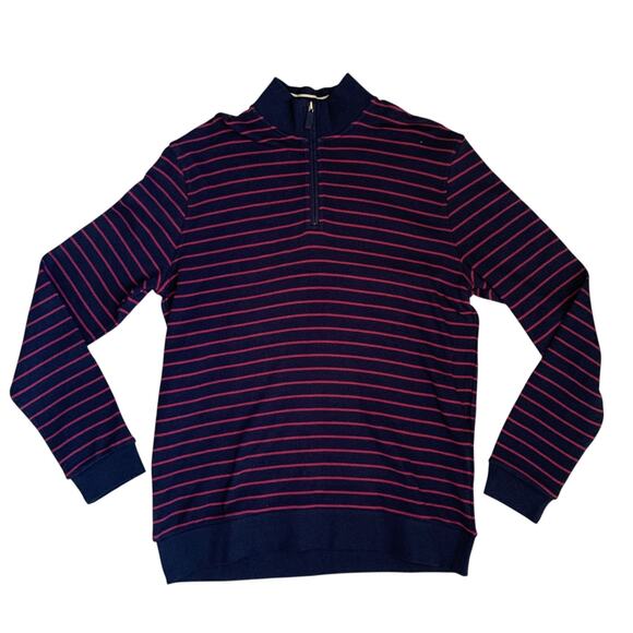 Jos. A. Bank 1905 Mens Sz L 1/4 Zip Comfort Stretch Tailored Fit Striped Sweater - Picture 2 of 14